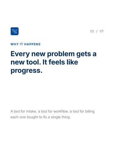 Every new problem gets a new tool. It feels like progress.