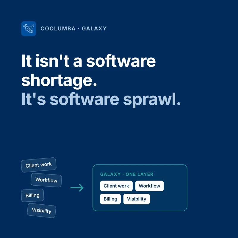 Galaxy: It isn’t a software shortage. It’s software sprawl. Client work, workflow, billing and visibility in one layer.